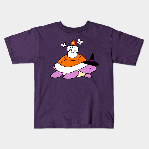 Candle Witch Turtle Kids T-Shirt by saradaboru